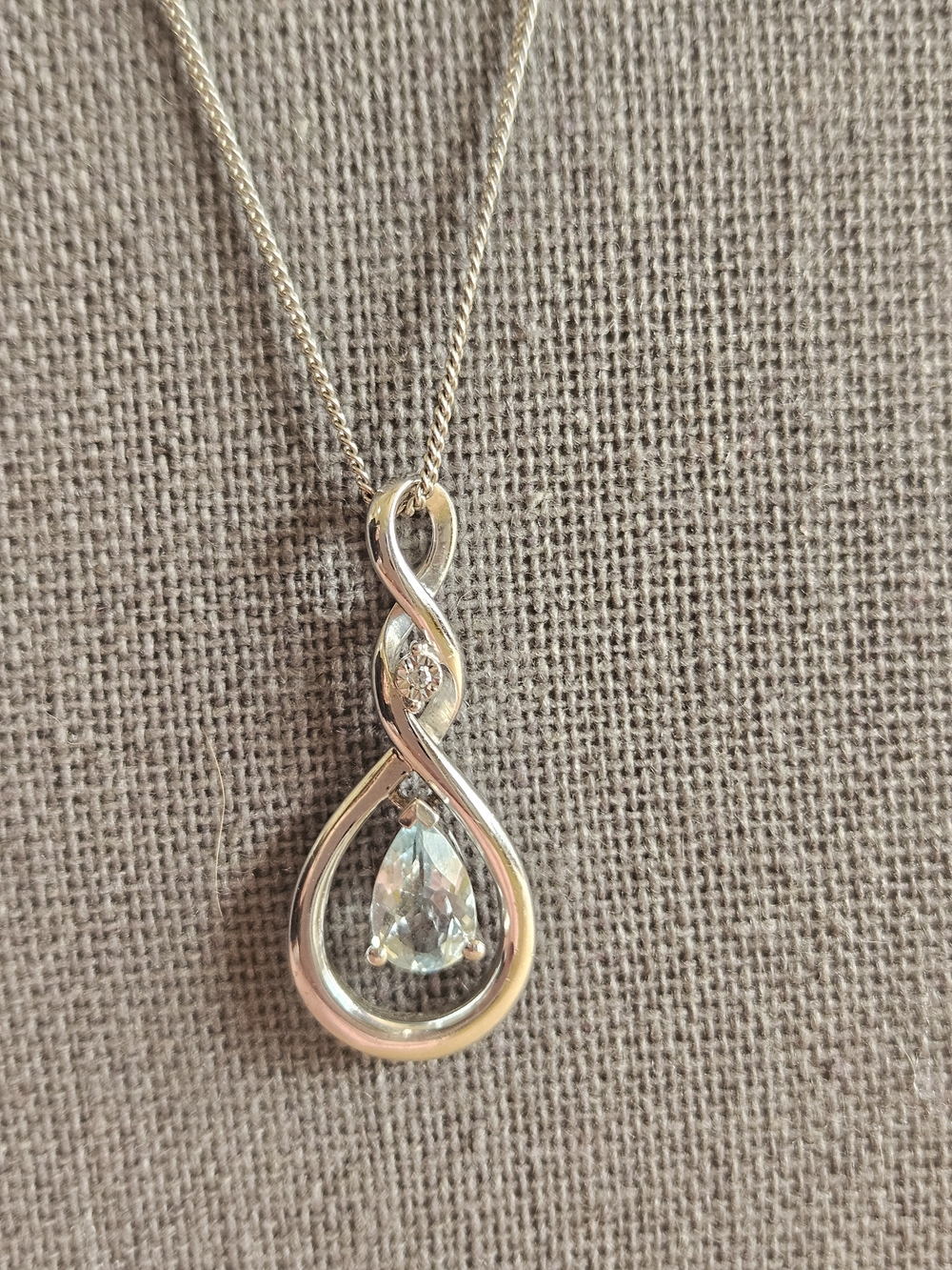 Infinity Teardrop Pendant Necklace - Clear Crystal Silver